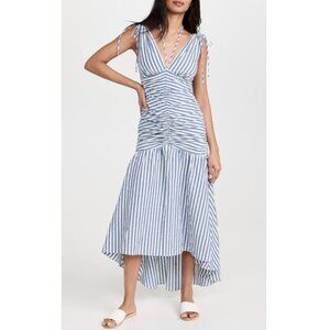 Veronica Beard 'Perrin' Striped Seersucker Maxi Dress, Washed Blue/White